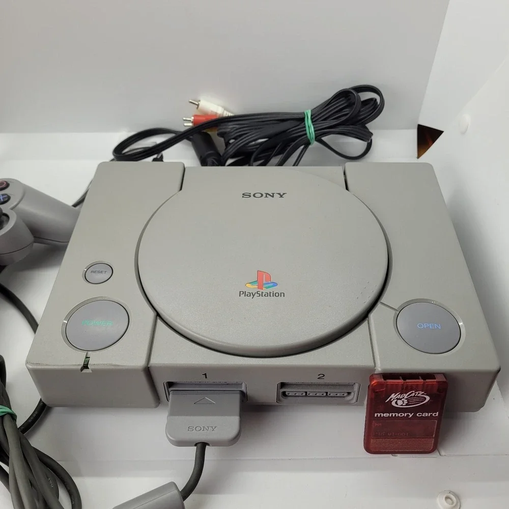 Sony PlayStation PS1 Console With Box Tested Works Extra Memory Card Vintage
